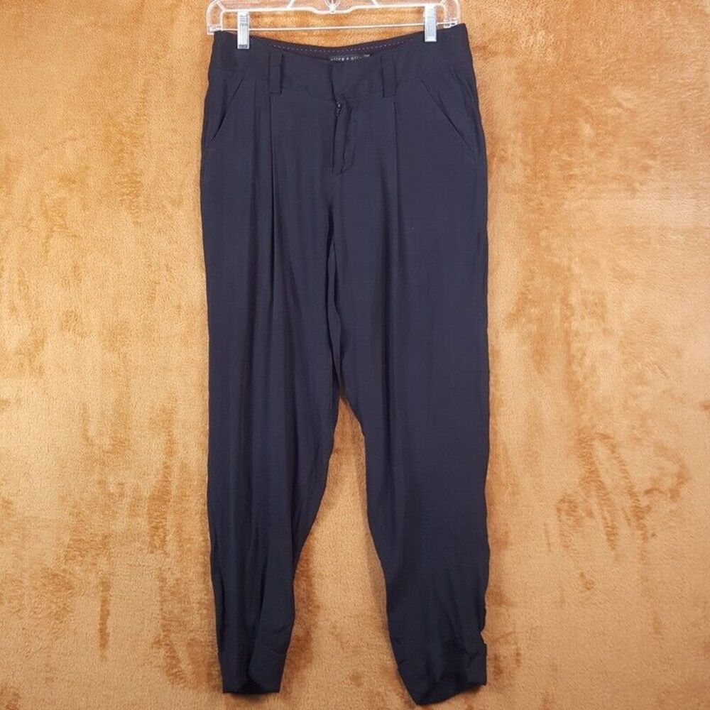 ALICE OLIVIA Pants Womens Small Black Chiffon Tapered Ankle Cuff Leg Silky